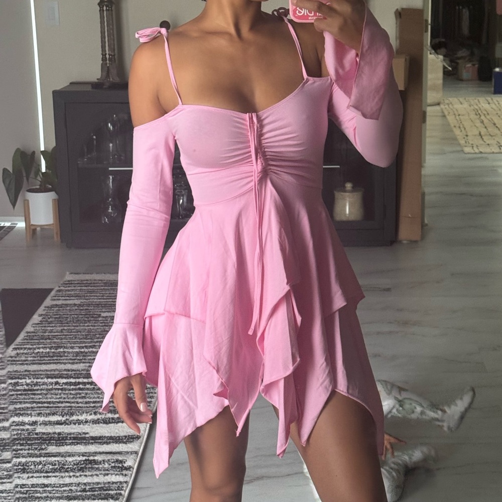 Current Mood Pink Long Sleeve Dress